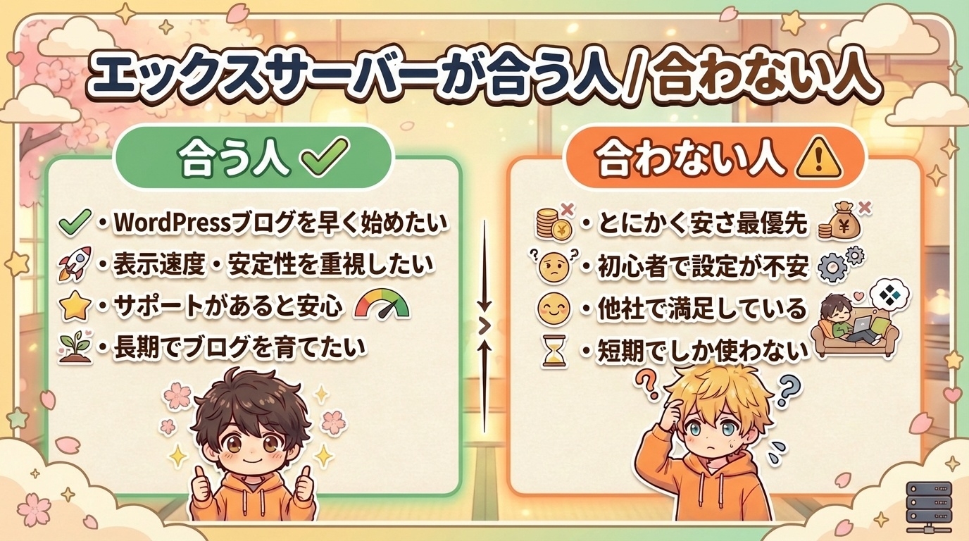 エックスサーバーが合う人・合わない人の図解